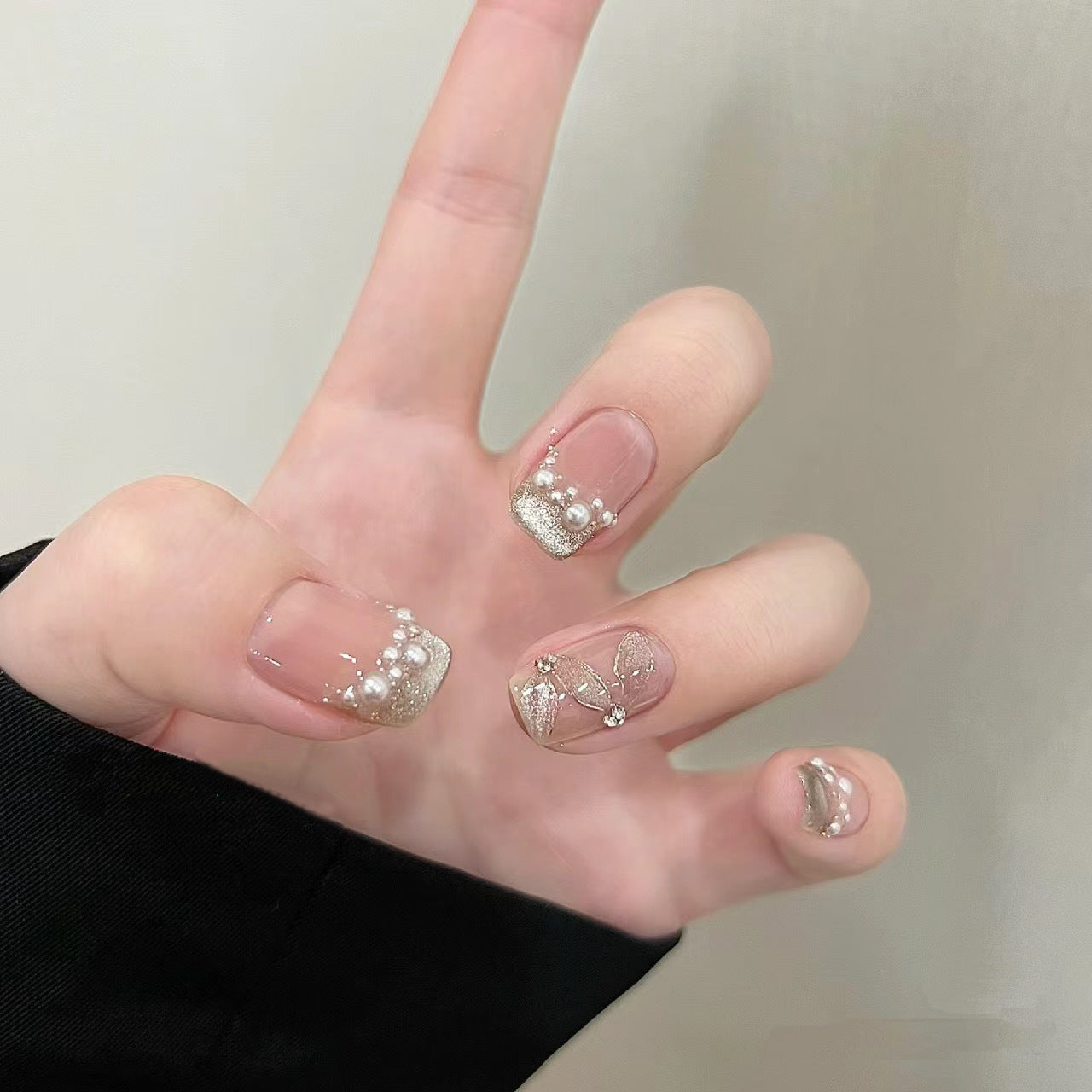 Silken Bow Pearl French Press-On Nails