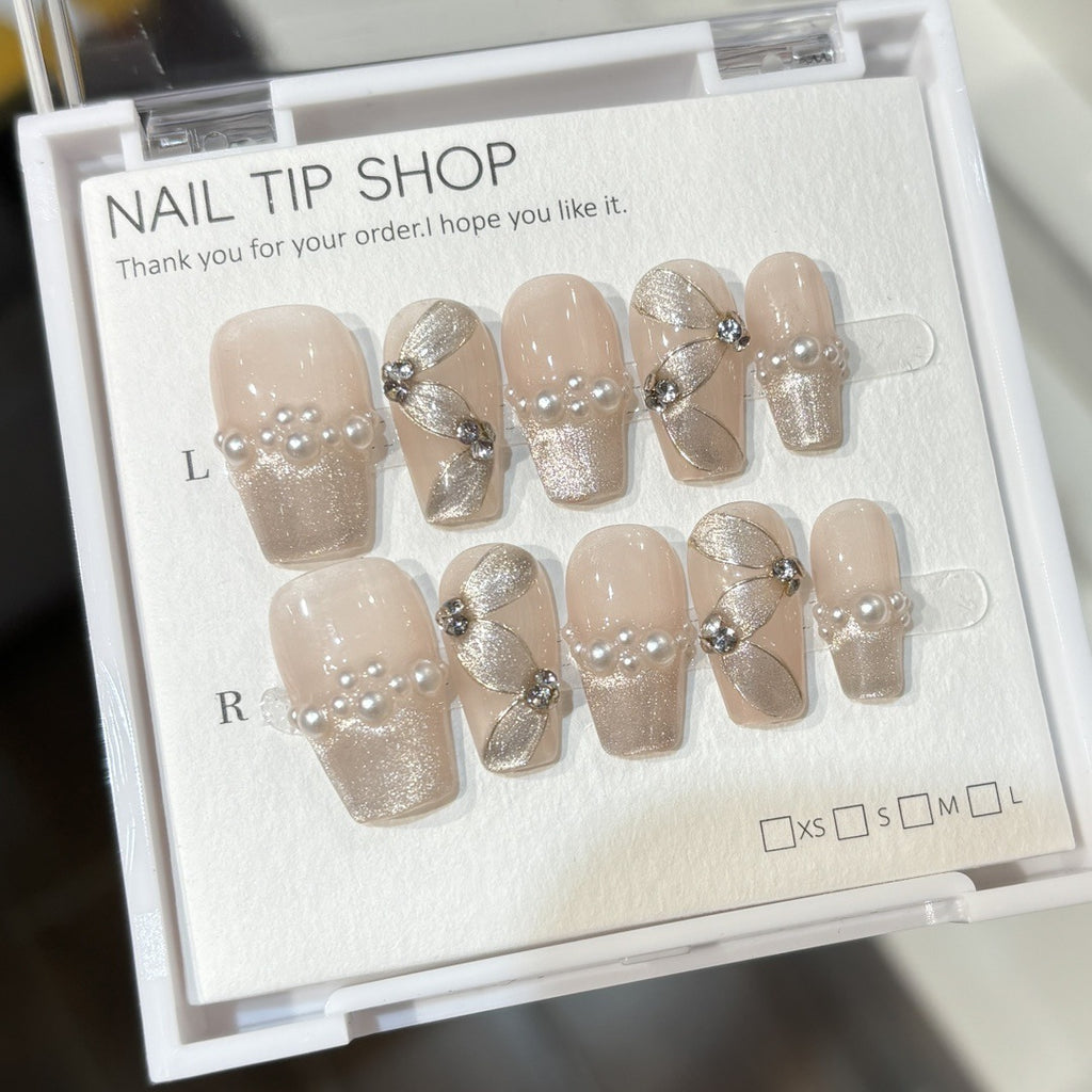Silken Bow Pearl French Press-On Nails
