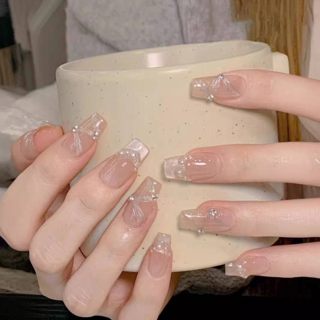 Silken Bow Pearl French Press-On Nails