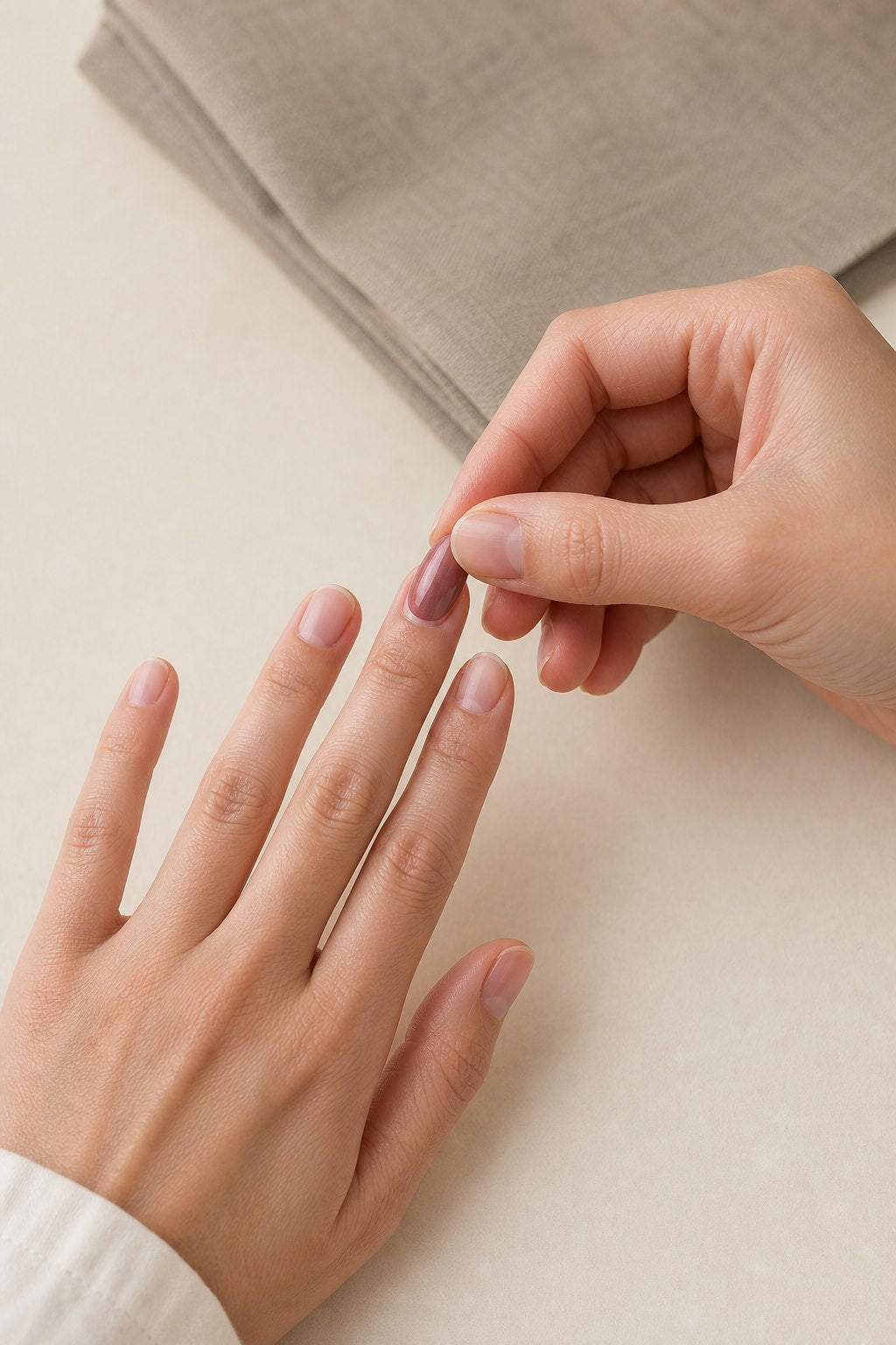 Press-on nail application ritual